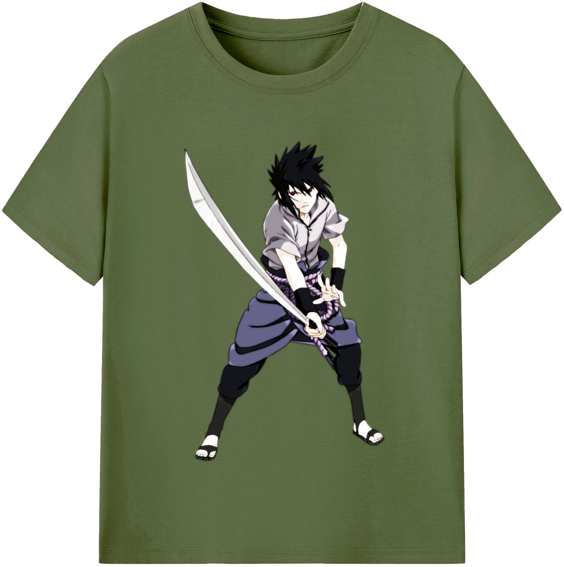 （画像用） NARUTO -ナルト- うちは サスケ Uchiha Sasuke 綿100％半袖Tシャツ（フロントプリント）